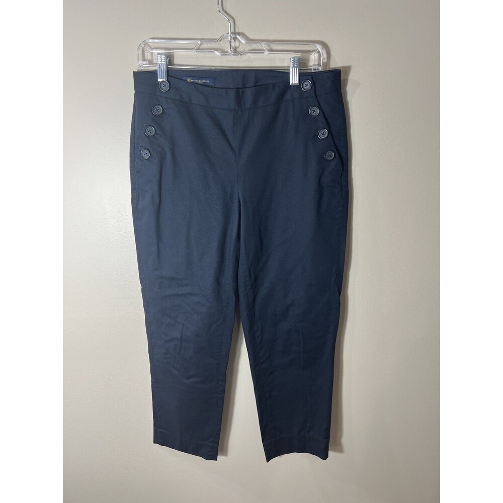 Brooks Brothers Women Black Cotton Pant Buttons On Sides Size 6 Petite